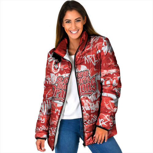 St. George Illawarra Dragons Rugby Padded Jacket Graffiti Typography Urban Camo Abstract Street Style