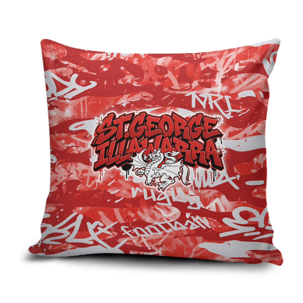St. George Illawarra Dragons Rugby Pillow Cover Graffiti Typography Urban Camo Abstract Street Style