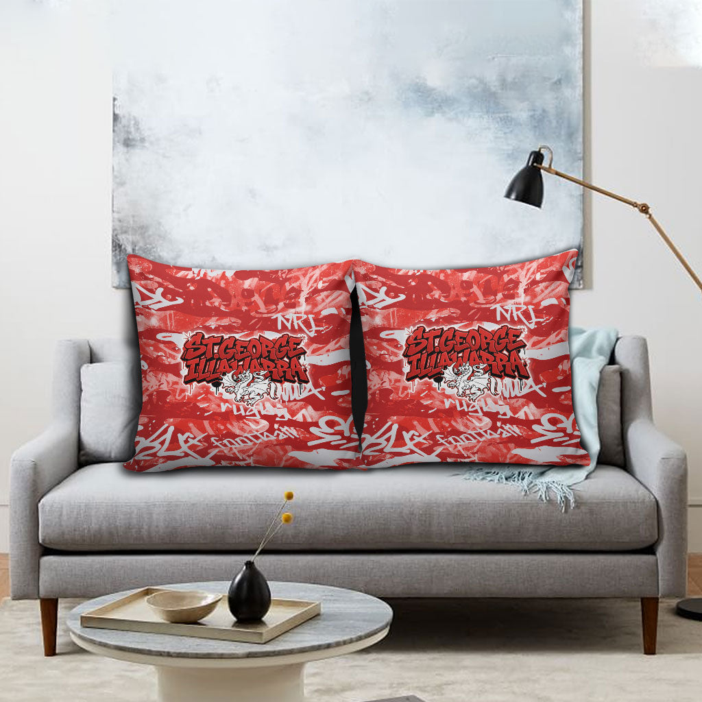 St. George Illawarra Dragons Rugby Pillow Cover Graffiti Typography Urban Camo Abstract Street Style