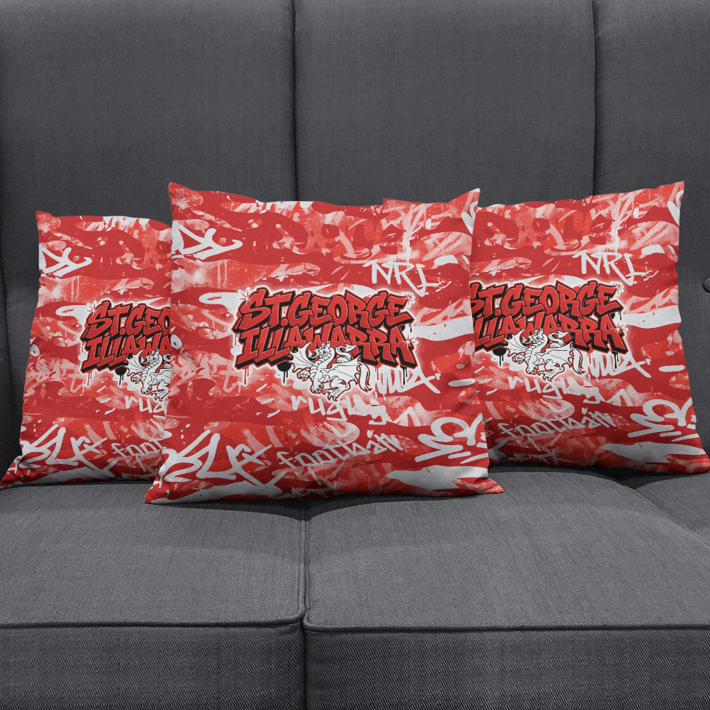 St. George Illawarra Dragons Rugby Pillow Cover Graffiti Typography Urban Camo Abstract Street Style