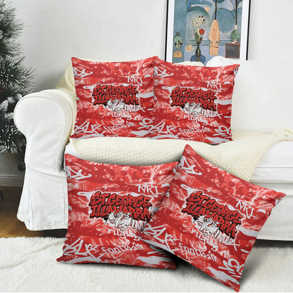 St. George Illawarra Dragons Rugby Pillow Cover Graffiti Typography Urban Camo Abstract Street Style