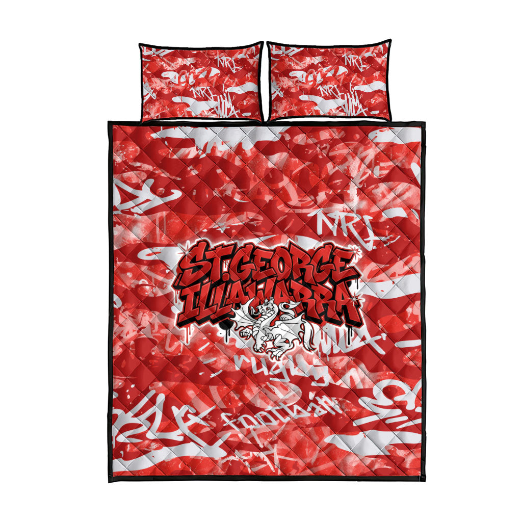 St. George Illawarra Dragons Rugby Quilt Bed Set Graffiti Typography Urban Camo Abstract Street Style