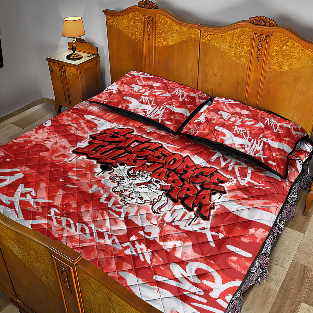 St. George Illawarra Dragons Rugby Quilt Bed Set Graffiti Typography Urban Camo Abstract Street Style