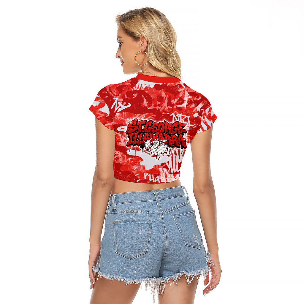St. George Illawarra Dragons Rugby Raglan Cropped T Shirt Graffiti Typography Urban Camo Abstract Street Style