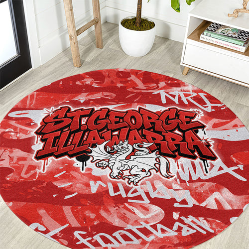 St. George Illawarra Dragons Rugby Round Carpet Graffiti Typography Urban Camo Abstract Street Style