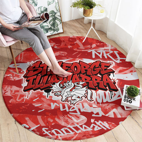 St. George Illawarra Dragons Rugby Round Carpet Graffiti Typography Urban Camo Abstract Street Style