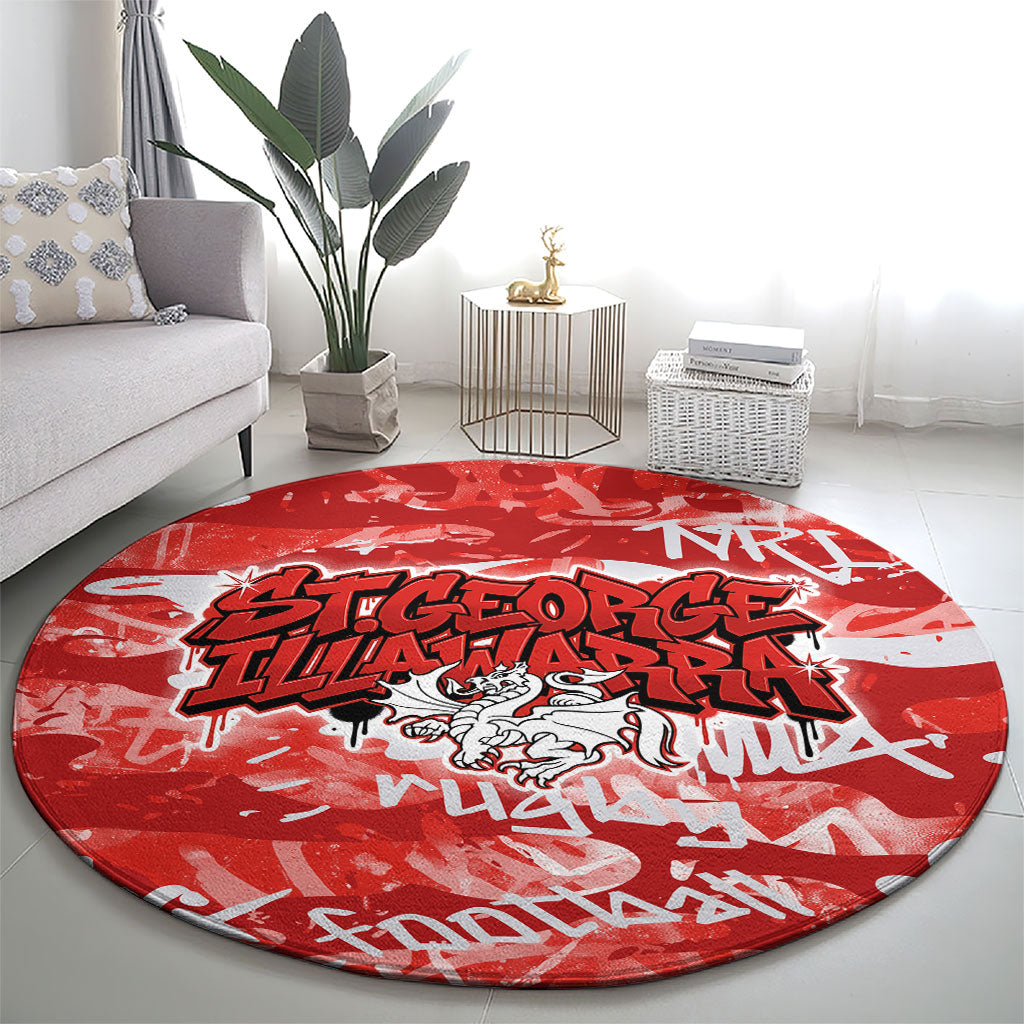 St. George Illawarra Dragons Rugby Round Carpet Graffiti Typography Urban Camo Abstract Street Style