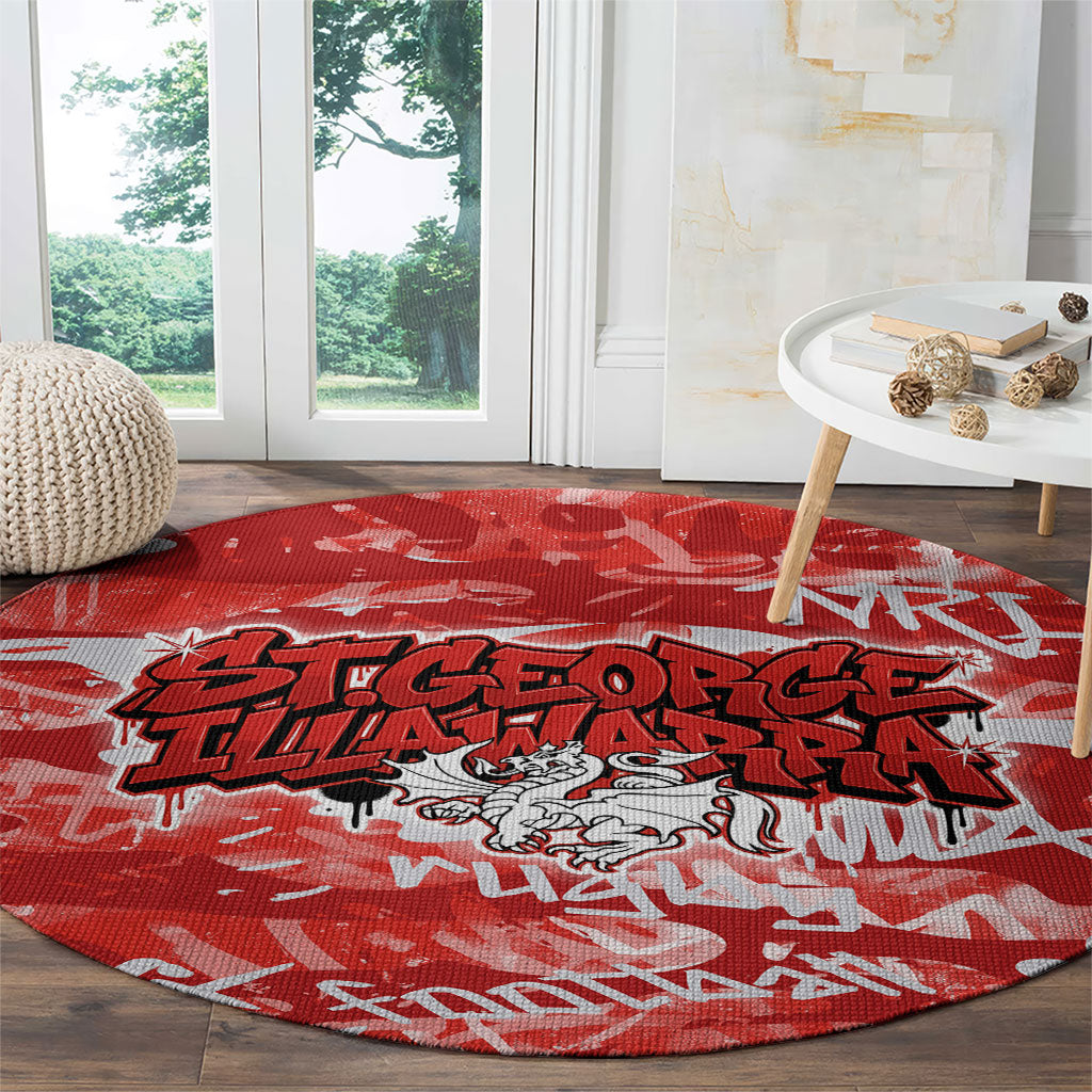 St. George Illawarra Dragons Rugby Round Carpet Graffiti Typography Urban Camo Abstract Street Style