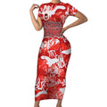 St. George Illawarra Dragons Rugby Short Sleeve Bodycon Dress Graffiti Typography Urban Camo Abstract Street Style