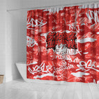St. George Illawarra Dragons Rugby Shower Curtain Graffiti Typography Urban Camo Abstract Street Style