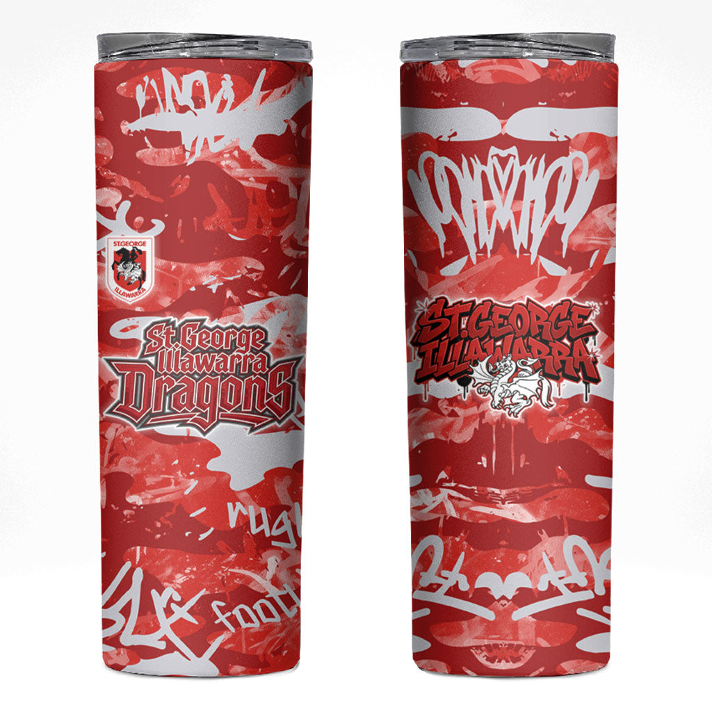 St. George Illawarra Dragons Rugby Skinny Tumbler Graffiti Typography Urban Camo Abstract Street Style