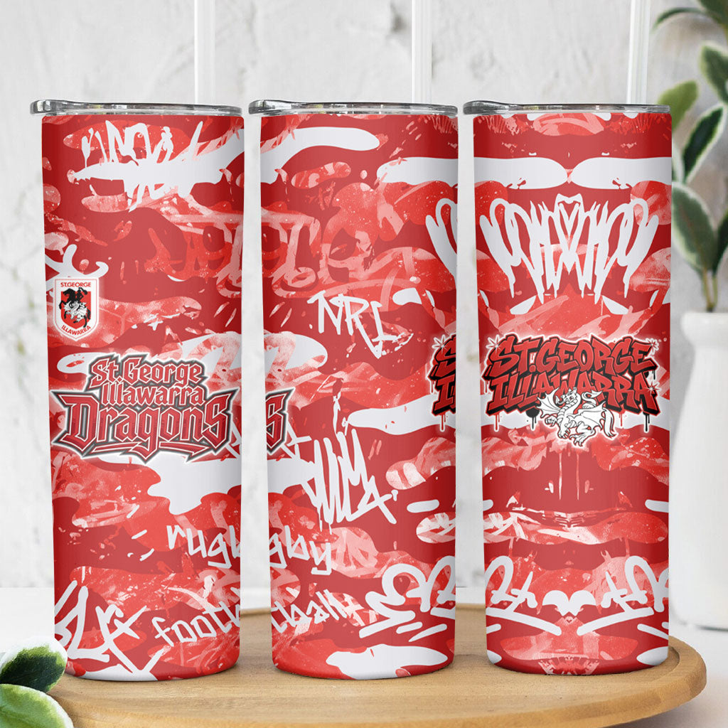 St. George Illawarra Dragons Rugby Skinny Tumbler Graffiti Typography Urban Camo Abstract Street Style