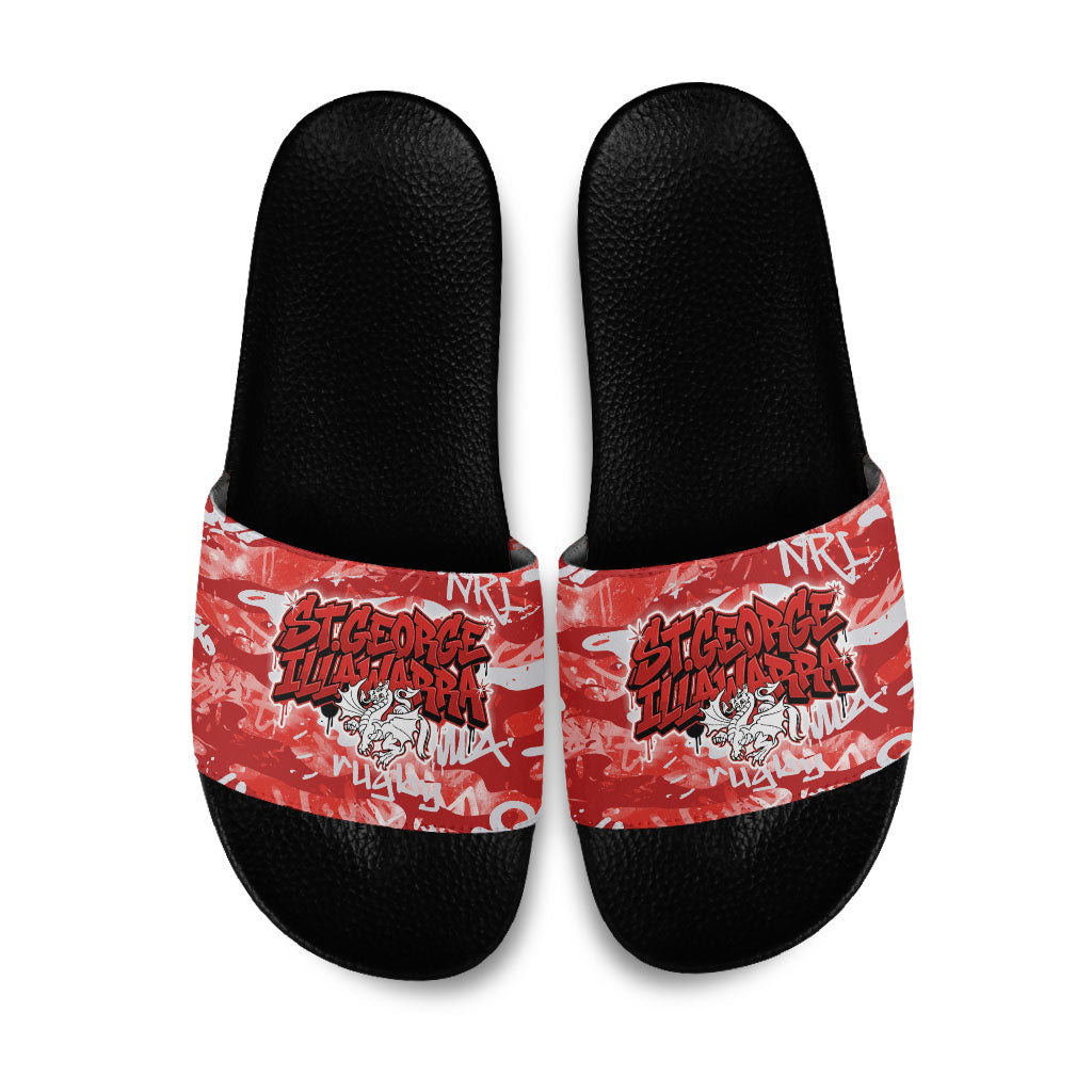 St. George Illawarra Dragons Rugby Slide Sandals Graffiti Typography Urban Camo Abstract Street Style