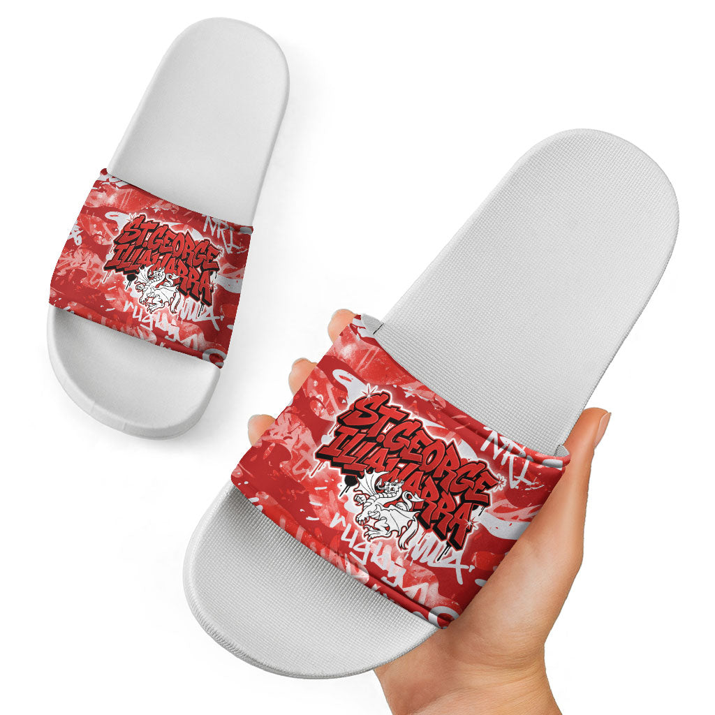 St. George Illawarra Dragons Rugby Slide Sandals Graffiti Typography Urban Camo Abstract Street Style