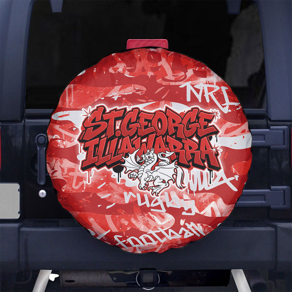 St. George Illawarra Dragons Rugby Spare Tire Cover Graffiti Typography Urban Camo Abstract Street Style