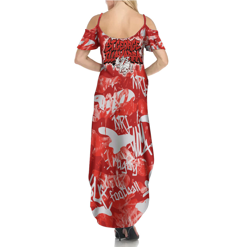 St. George Illawarra Dragons Rugby Summer Maxi Dress Graffiti Typography Urban Camo Abstract Street Style