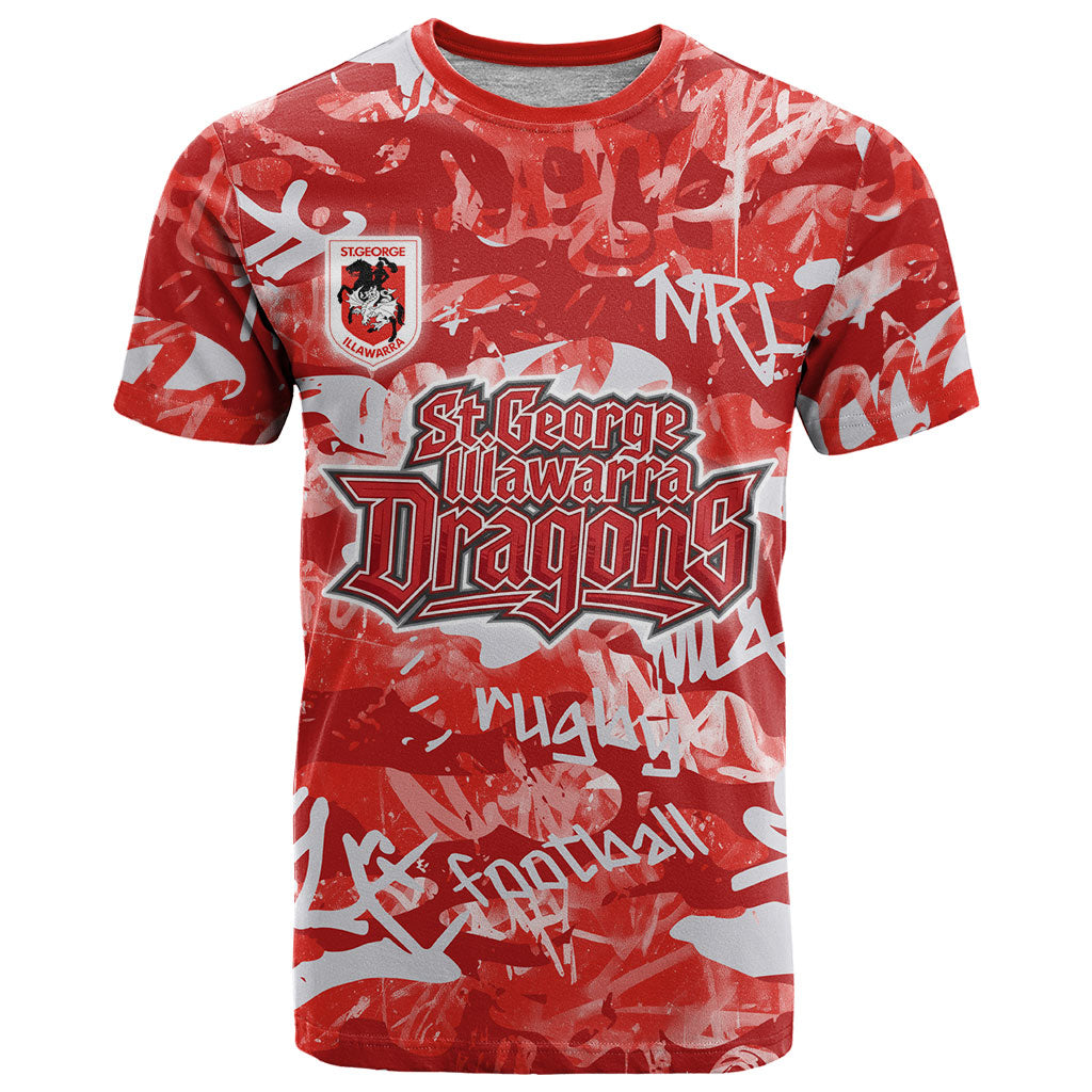 St. George Illawarra Dragons Rugby T Shirt Graffiti Typography Urban Camo Abstract Street Style