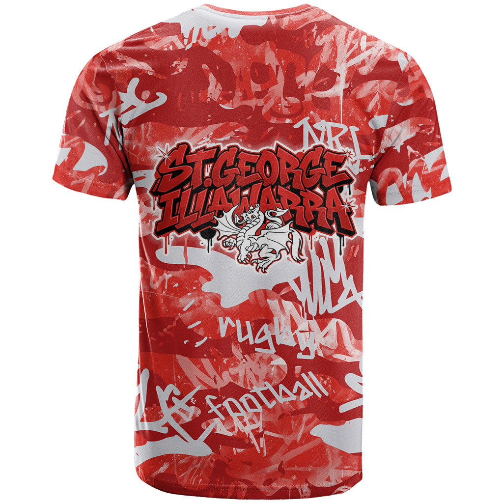 St. George Illawarra Dragons Rugby T Shirt Graffiti Typography Urban Camo Abstract Street Style