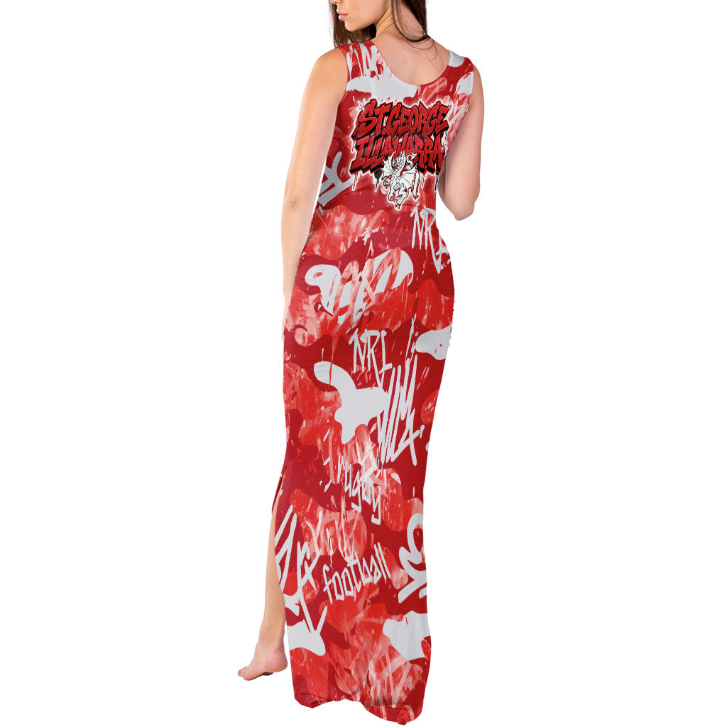 St. George Illawarra Dragons Rugby Tank Maxi Dress Graffiti Typography Urban Camo Abstract Street Style