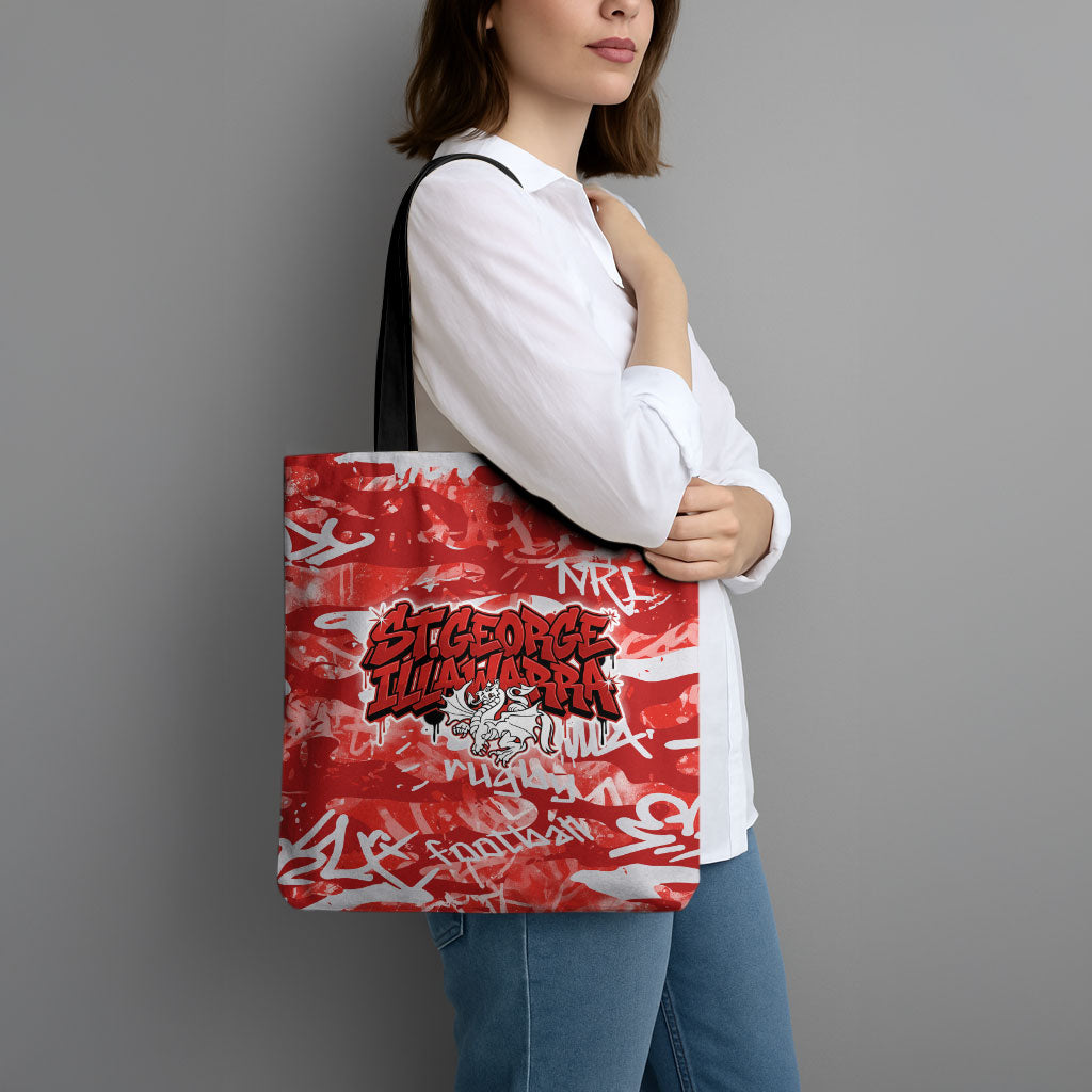 St. George Illawarra Dragons Rugby Tote Bag Graffiti Typography Urban Camo Abstract Street Style