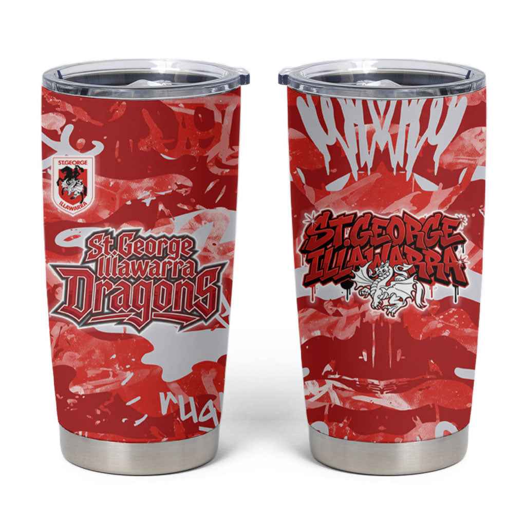 St. George Illawarra Dragons Rugby Tumbler Cup Graffiti Typography Urban Camo Abstract Street Style