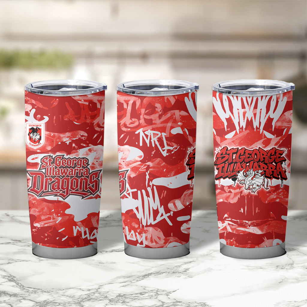 St. George Illawarra Dragons Rugby Tumbler Cup Graffiti Typography Urban Camo Abstract Street Style