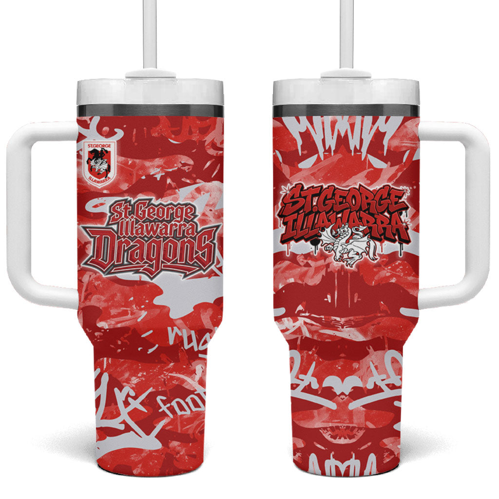 St. George Illawarra Dragons Rugby Tumbler With Handle Graffiti Typography Urban Camo Abstract Street Style