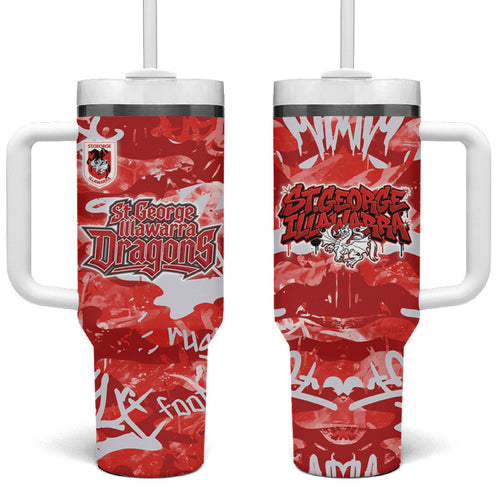 St. George Illawarra Dragons Rugby Tumbler With Handle Graffiti Typography Urban Camo Abstract Street Style