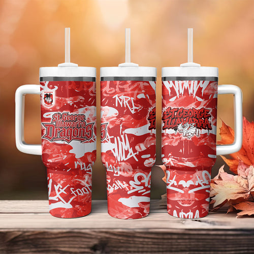 St. George Illawarra Dragons Rugby Tumbler With Handle Graffiti Typography Urban Camo Abstract Street Style