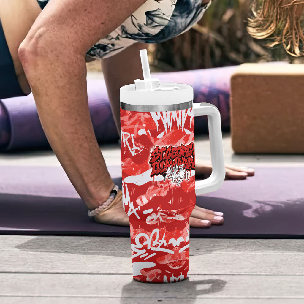 St. George Illawarra Dragons Rugby Tumbler With Handle Graffiti Typography Urban Camo Abstract Street Style