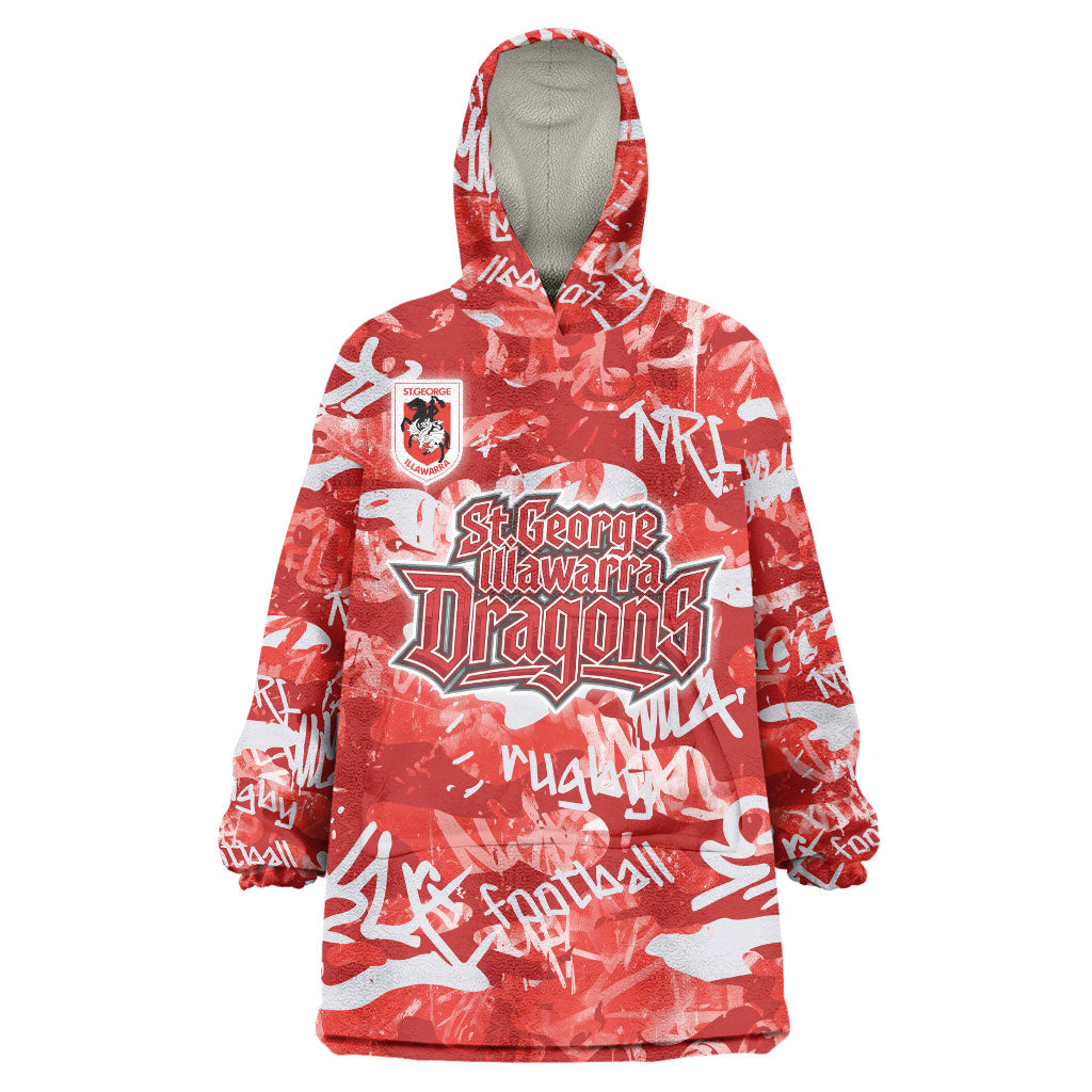 St. George Illawarra Dragons Rugby Wearable Blanket Hoodie Graffiti Typography Urban Camo Abstract Street Style