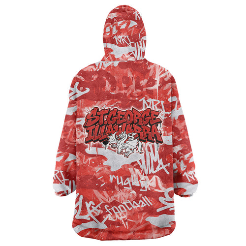 St. George Illawarra Dragons Rugby Wearable Blanket Hoodie Graffiti Typography Urban Camo Abstract Street Style
