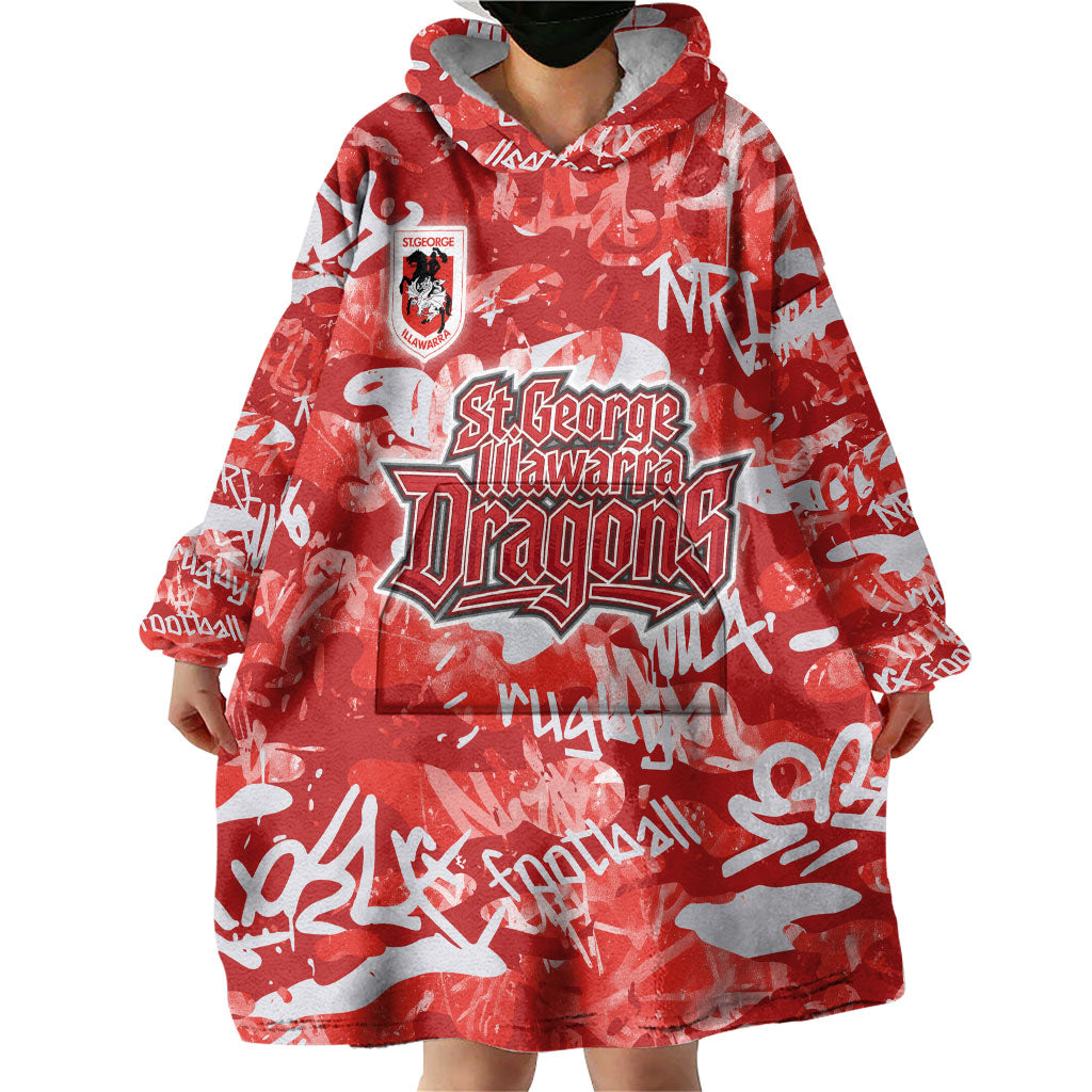 St. George Illawarra Dragons Rugby Wearable Blanket Hoodie Graffiti Typography Urban Camo Abstract Street Style