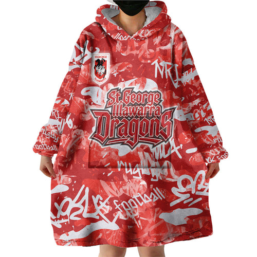 St. George Illawarra Dragons Rugby Wearable Blanket Hoodie Graffiti Typography Urban Camo Abstract Street Style