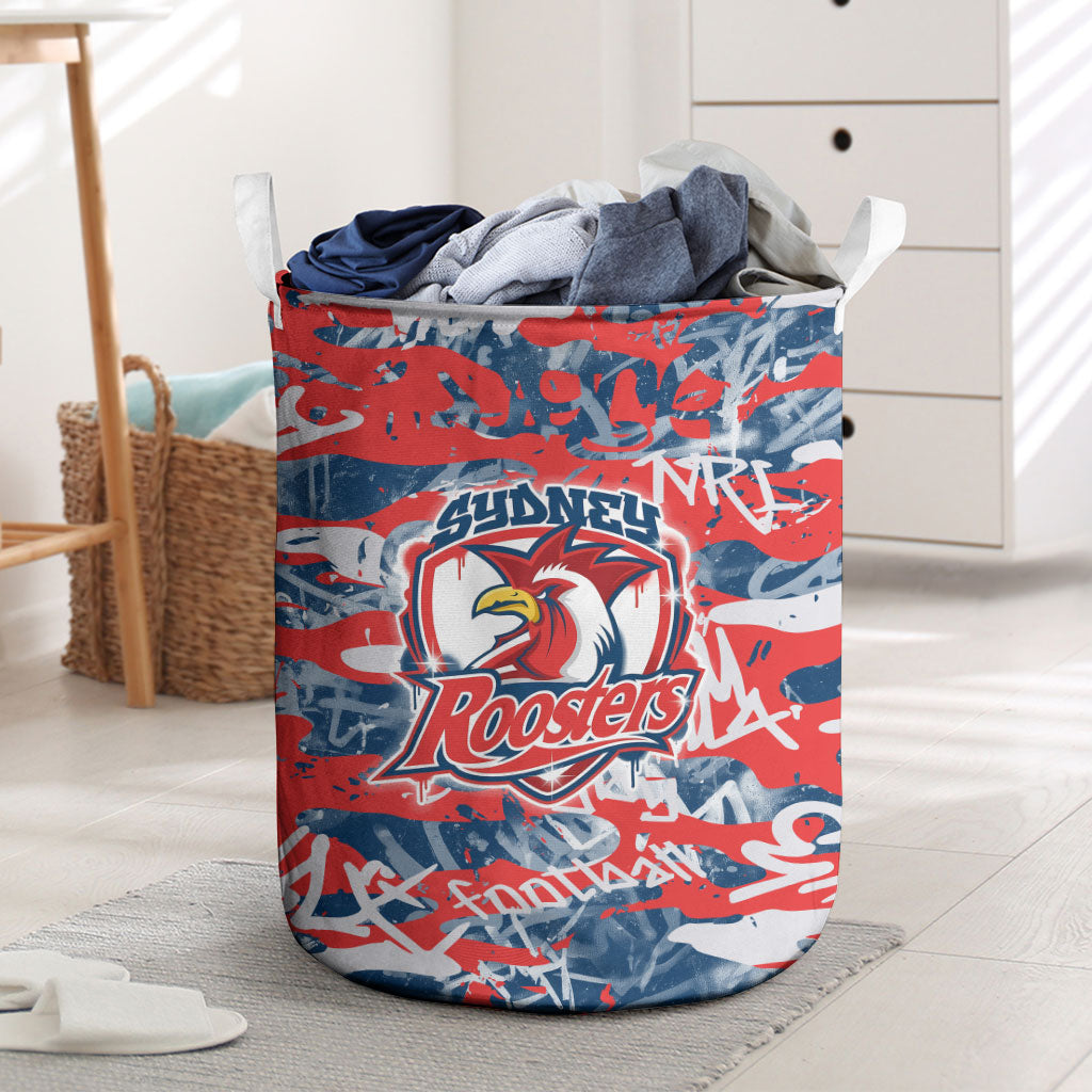 Sydney Roosters Rugby Laundry Basket Graffiti Typography Urban Camo Abstract Street Style