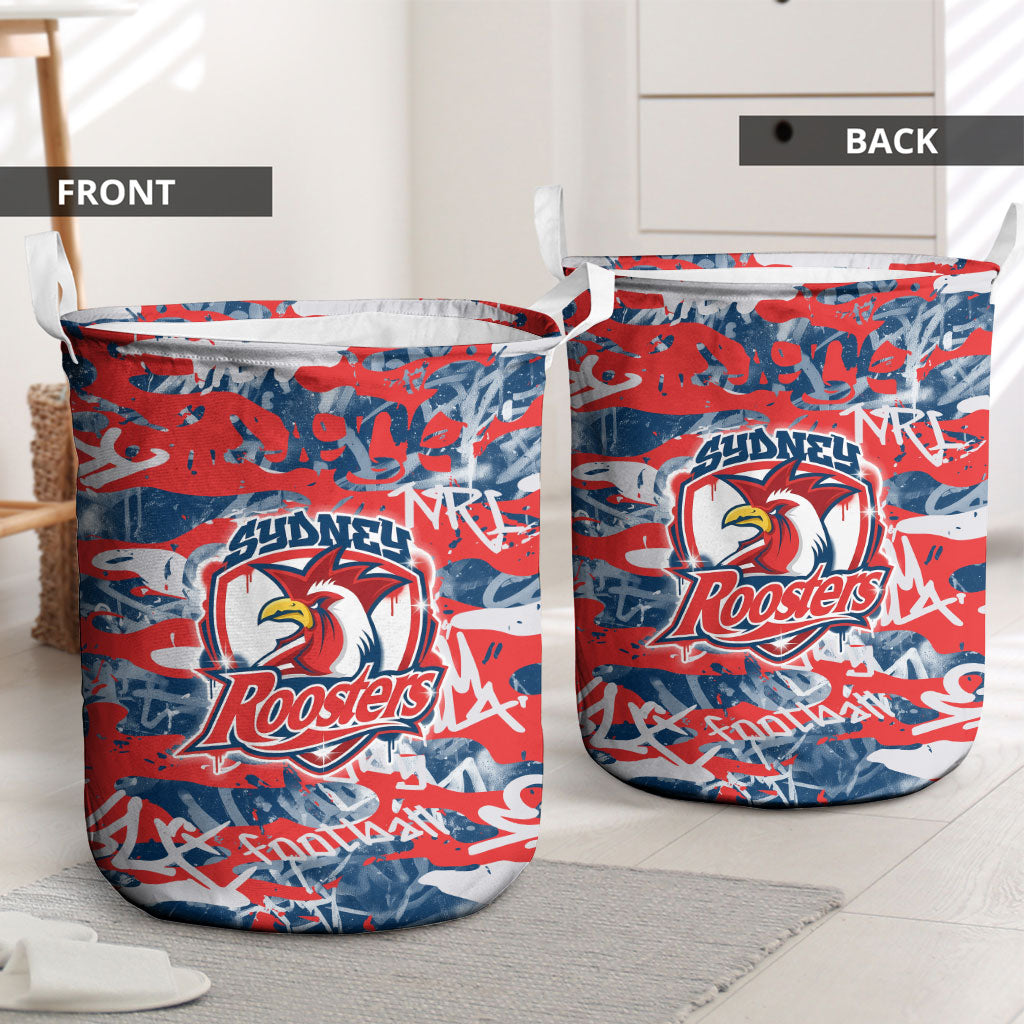 Sydney Roosters Rugby Laundry Basket Graffiti Typography Urban Camo Abstract Street Style