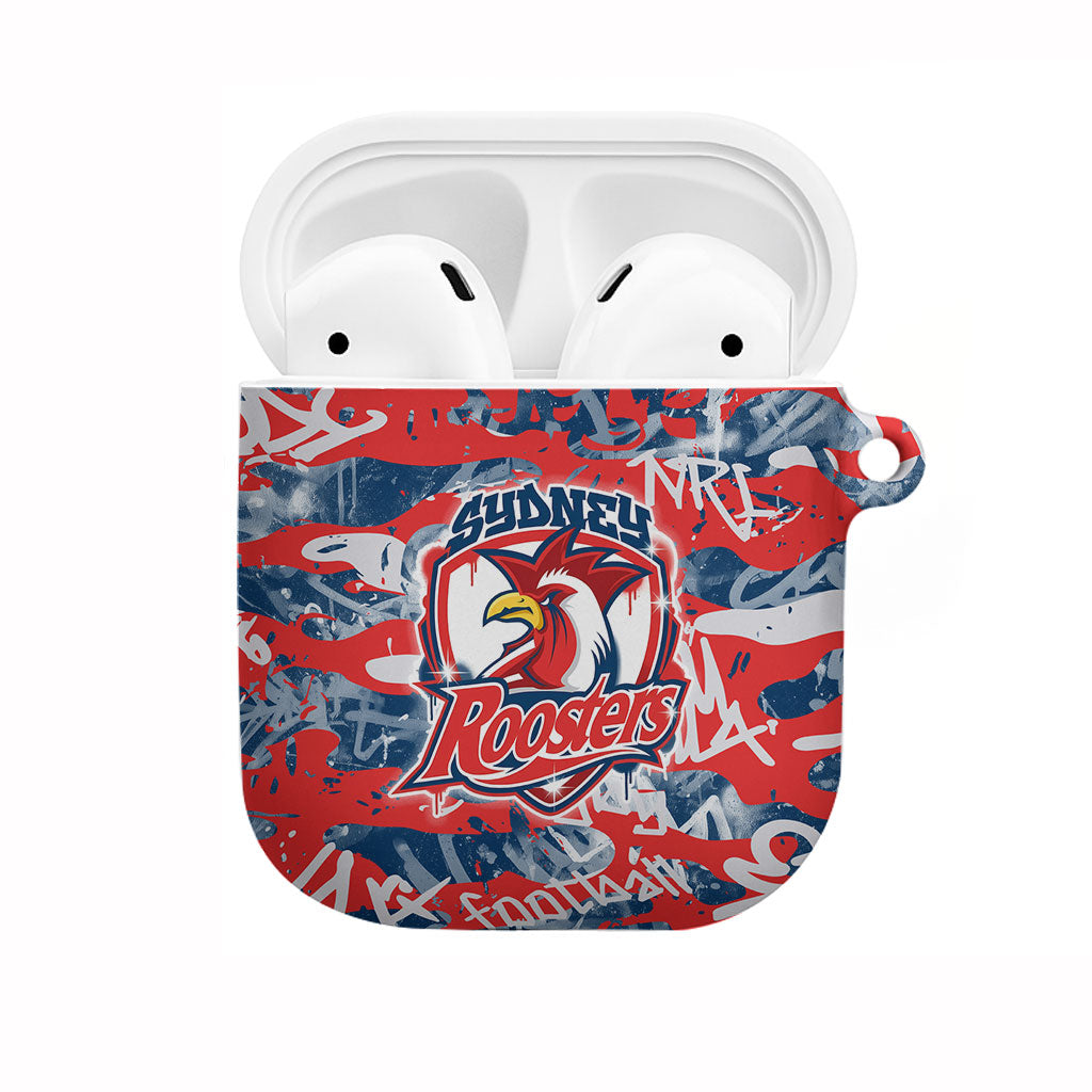 Sydney Roosters Rugby AirPods Case Graffiti Typography Urban Camo Abstract Street Style