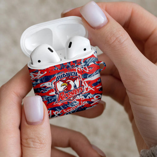 Sydney Roosters Rugby AirPods Case Graffiti Typography Urban Camo Abstract Street Style