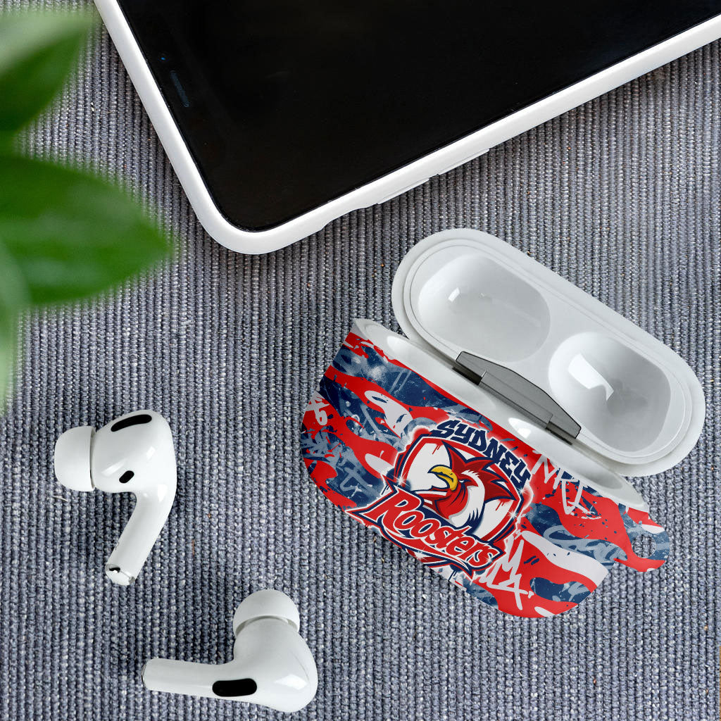 Sydney Roosters Rugby AirPods Case Graffiti Typography Urban Camo Abstract Street Style