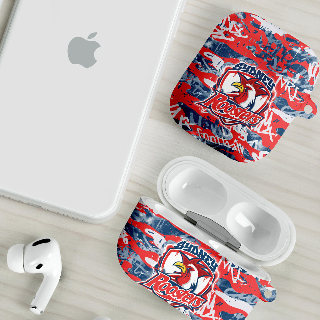 Sydney Roosters Rugby AirPods Case Graffiti Typography Urban Camo Abstract Street Style
