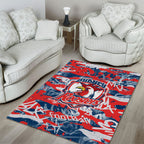 Sydney Roosters Rugby Area Rug Graffiti Typography Urban Camo Abstract Street Style