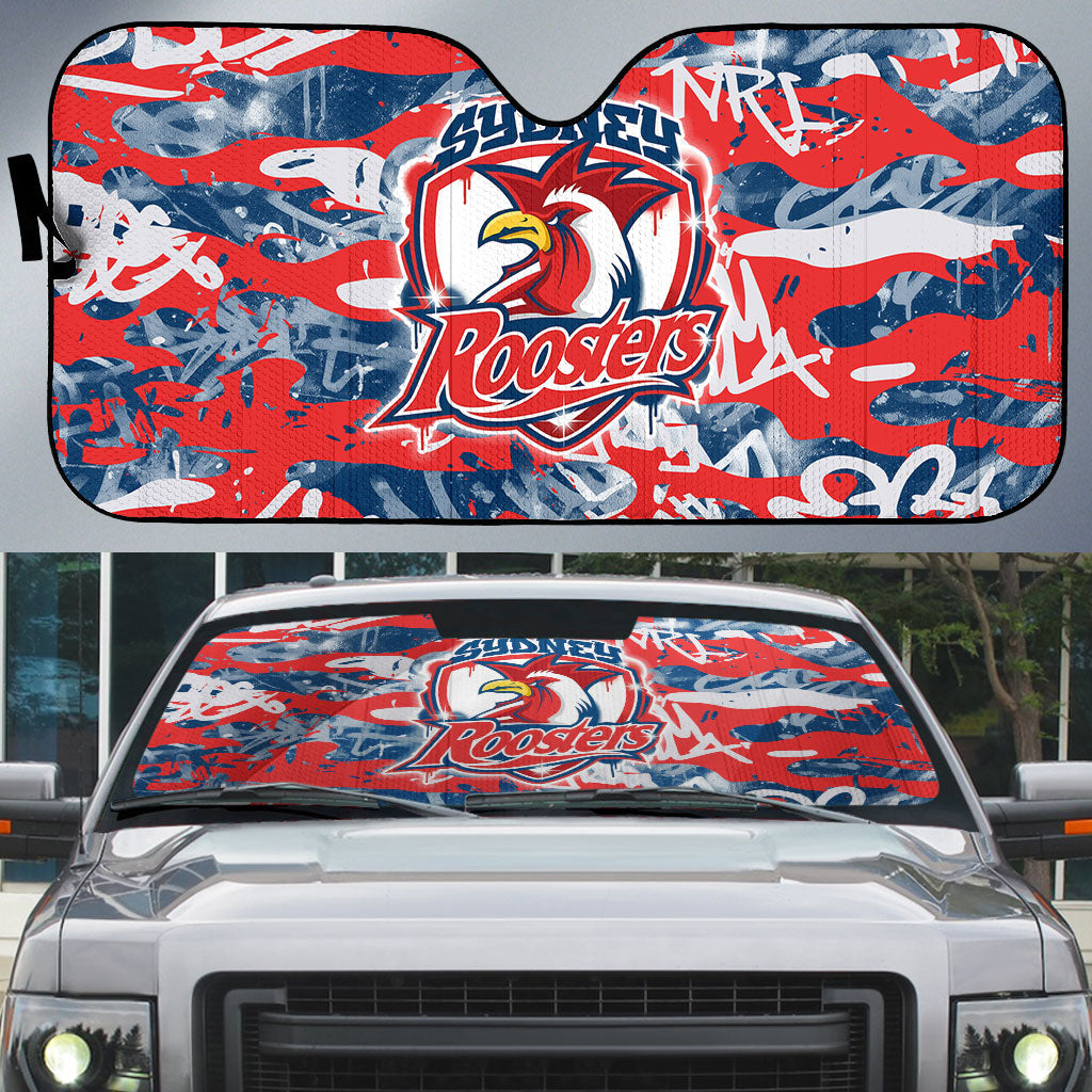 Sydney Roosters Rugby Auto Sun Shade Graffiti Typography Urban Camo Abstract Street Style