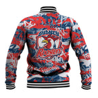 Sydney Roosters Rugby Baseball Jacket Graffiti Typography Urban Camo Abstract Street Style