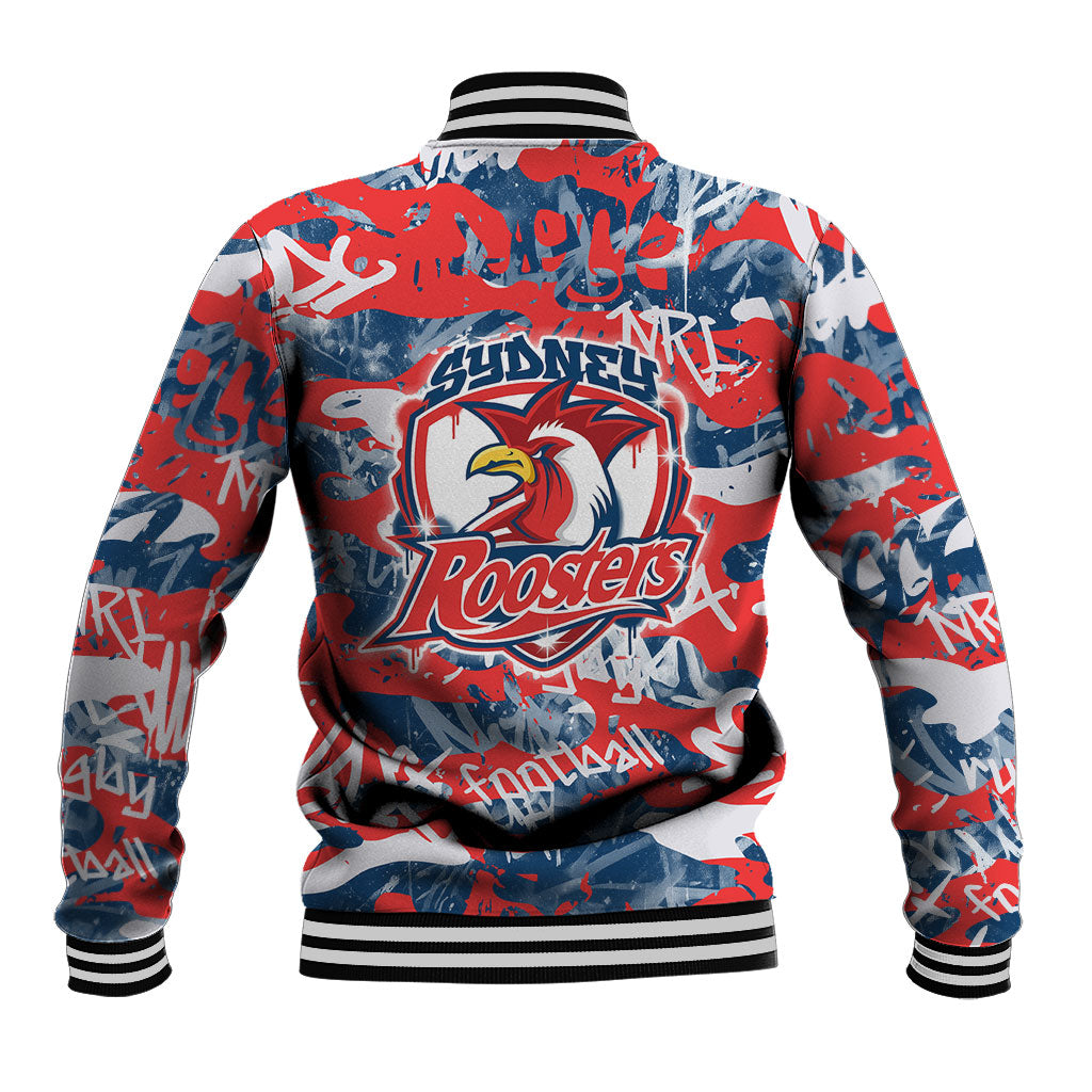 Sydney Roosters Rugby Baseball Jacket Graffiti Typography Urban Camo Abstract Street Style