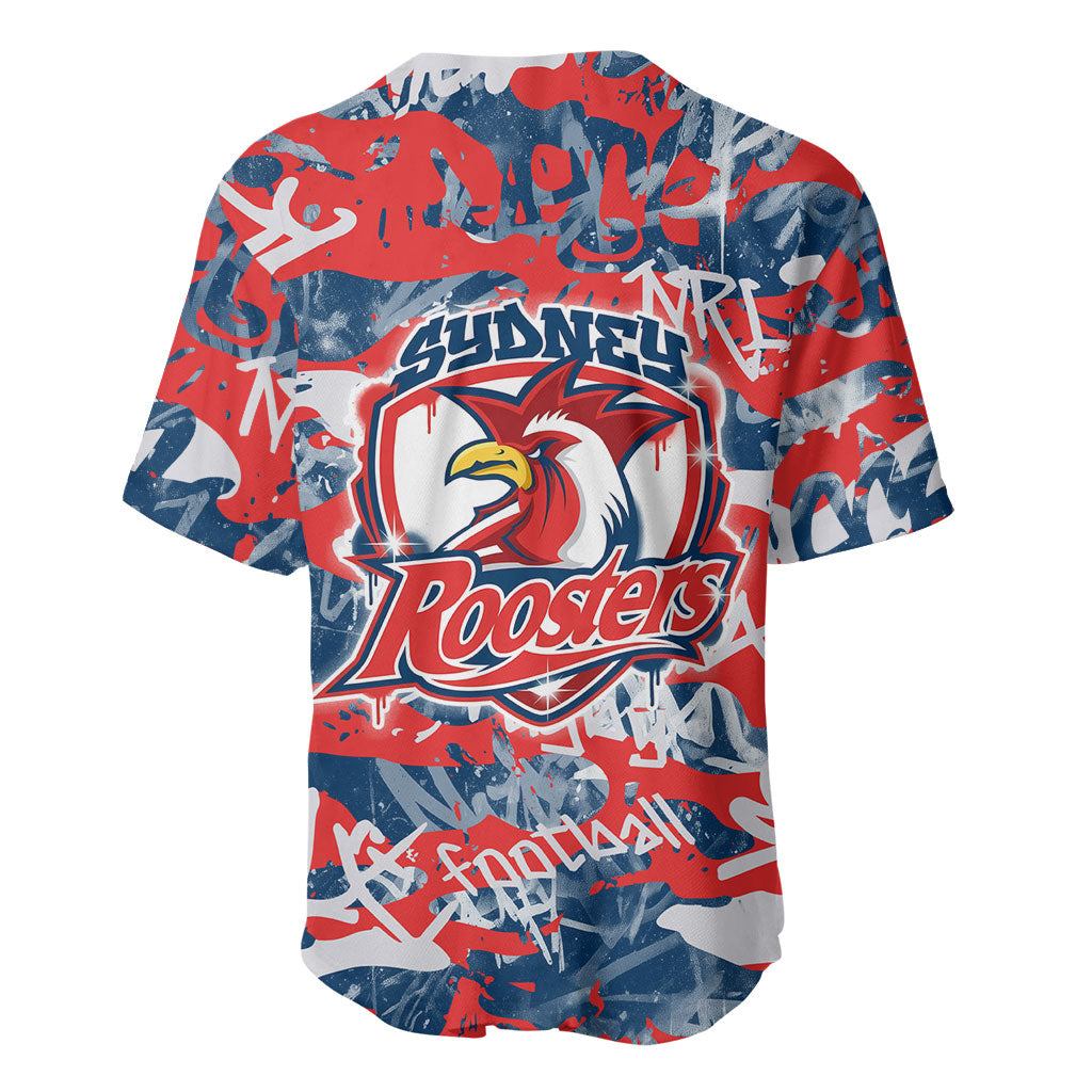 Sydney Roosters Rugby Baseball Jersey Graffiti Typography Urban Camo Abstract Street Style