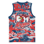 Sydney Roosters Rugby Basketball Jersey Graffiti Typography Urban Camo Abstract Street Style