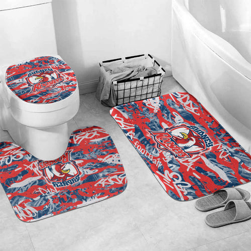 Sydney Roosters Rugby Bathroom Set Graffiti Typography Urban Camo Abstract Street Style
