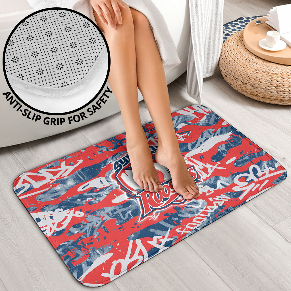 Sydney Roosters Rugby Bathroom Set Graffiti Typography Urban Camo Abstract Street Style