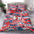Sydney Roosters Rugby Bedding Set Graffiti Typography Urban Camo Abstract Street Style
