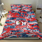 Sydney Roosters Rugby Bedding Set Graffiti Typography Urban Camo Abstract Street Style
